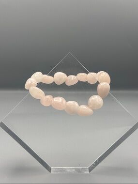 Rose Quartz Beaded Stretch Bracelet - Pink
